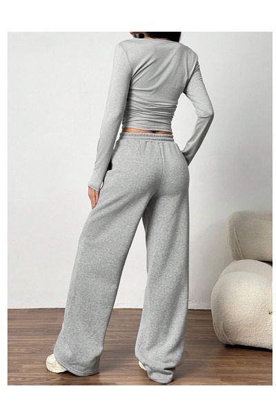 CANDERO Women's Gray Baggy Battal Plus Size Sportswear Quality Loose Fit Stretchy Comfortable Fabric Sweatpants Yus