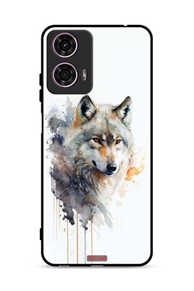 Tolwak غطاء حماية لهاتف موتورولا موتو جي 24 4G بنقشة ذئب تجريدي