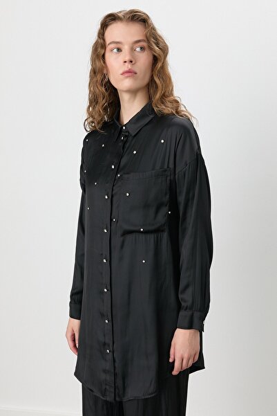 Nihan Parlak Taş Detaylı Tunik Siyah