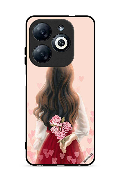 Covernex غطاء حماية لهاتف إنفينيكس سمارت 8 4G، فتاة تخفي أزهارًا