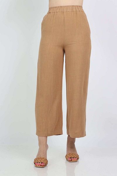 Nichii Women's Wide-Leg Solid Pants with Elastic and Side Pockets