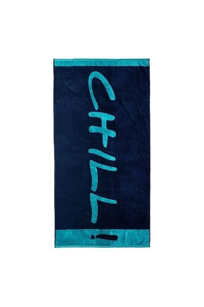 Welora Beach Towel with Message 'Chill', 180x100cm, Blue