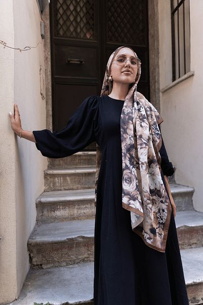 Oxygen Scarfs Şal din mătase din bumbac cu model Mystic Bloom