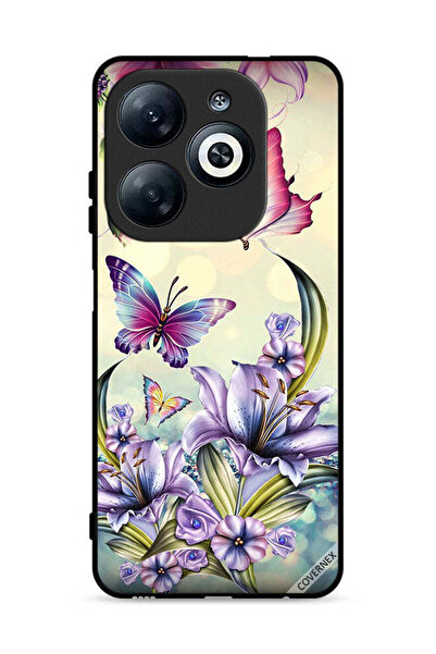 Covernex غطاء حماية لهاتف إنفينيكس سمارت 8 4G بنقشة زهور أرجوانية وفراشات