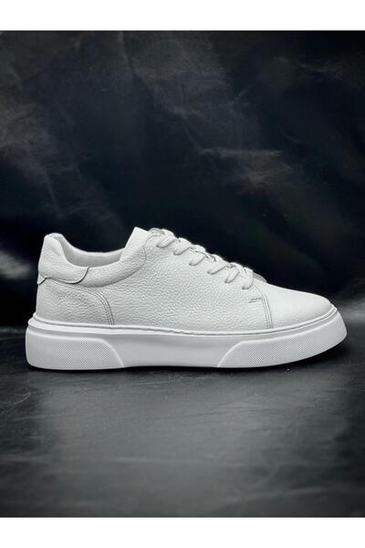 BESS SHOES Valódi bőr fehér férfi sportcipő ortopéd, könnyű, kényelmes, csúszásmentes talpú, alkalmi tornacipő