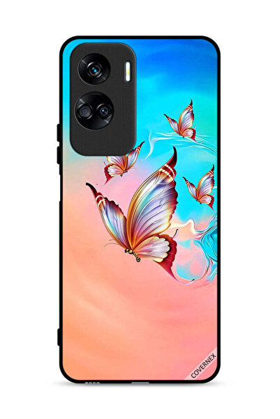 Covernex غطاء حماية لهاتف Honor 90 Lite 5G بنقشة فراشات تحلق فوق لون الطلاء