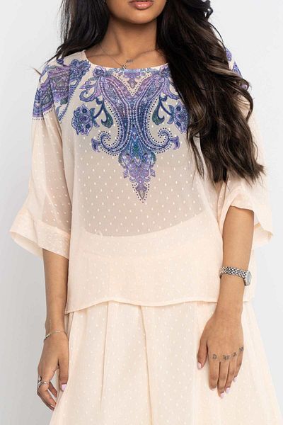 Nichii Short Sleeve Printed Blouse