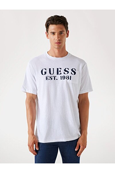 Guess Tricou pentru bărbați Marina, cu amestec de in, cu croiala normală