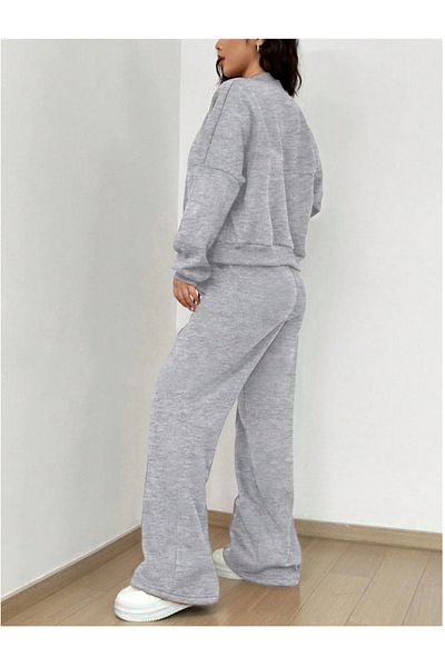 CANDERO Pantaloni de sport pentru femei, gri, largi, supradimensionați, de calitate, cu croiala largi, flexibili, confortabili, din țesătură YUS