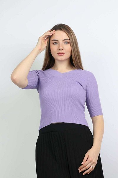Nichii Women's Solid Seven-Neck Short Sleeve Blouse