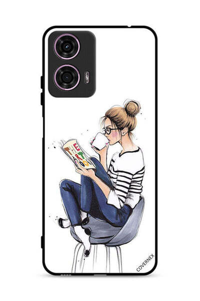 Covernex غطاء حماية لهاتف موتورولا موتو جي 24 4G بطبعة كتاب قراءة الفن