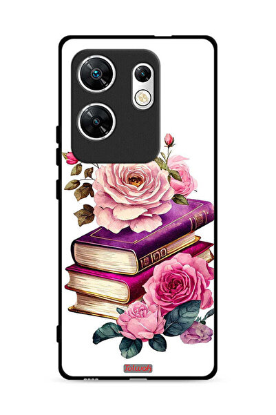 Tolwak غطاء حماية لهاتف Infinix Zero 30 4G بنقشة الورود والكتب