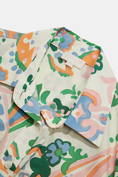 W Collection Bluz with Patterned Waist and Tie Detail