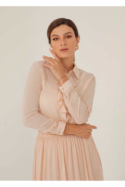 Nichii Women's Long Sleeve Ruffled French Cut Shirt