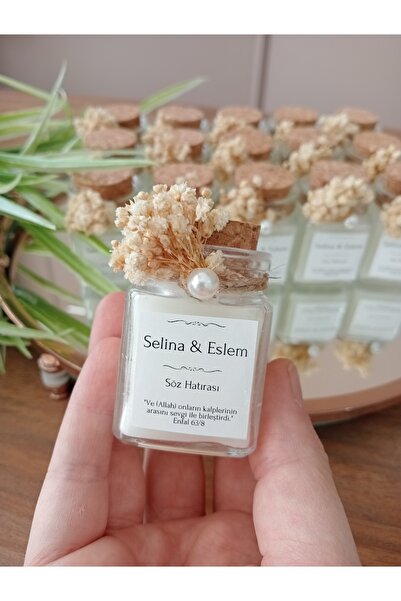 DECORA HOBİ Kavanozda Şık Etiketli Mum, Söz, Nişan, Nikah, Kına, Düğün Hediye...