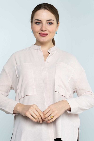 Nichii 3/4 Sleeve Chest Pocket Blouse