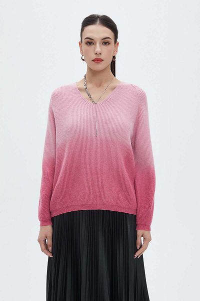 Nichii V-Neck Long Sleeve Waist-Length Blouse