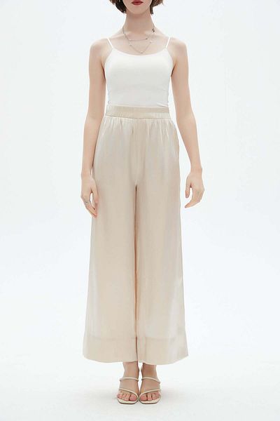 Nichii Women's Straight-Leg Wide-Leg Elastic Waist Pants