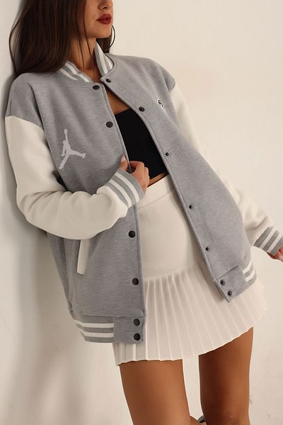 My Blog Jachetă de colegiu brodată Paris gri