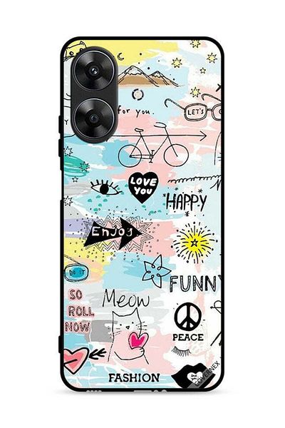 Covernex غطاء حماية لجهاز Realme Note 60 4G بتصميم Doodle Meow Enjoy