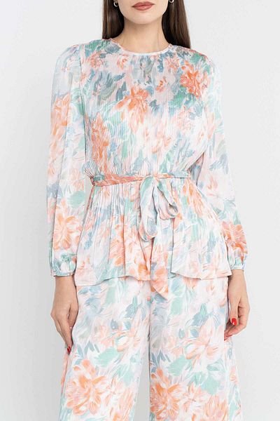 Nichii Pleated Long Sleeve Blouse