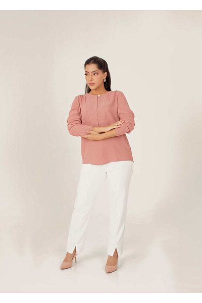 Nichii Women's Soft Solid Long Sleeve Blouse with One Button