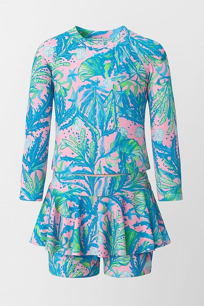 My Kids Wear Girl's Patterned Swimsuit with Skirt Detail 3-10 Years 11920