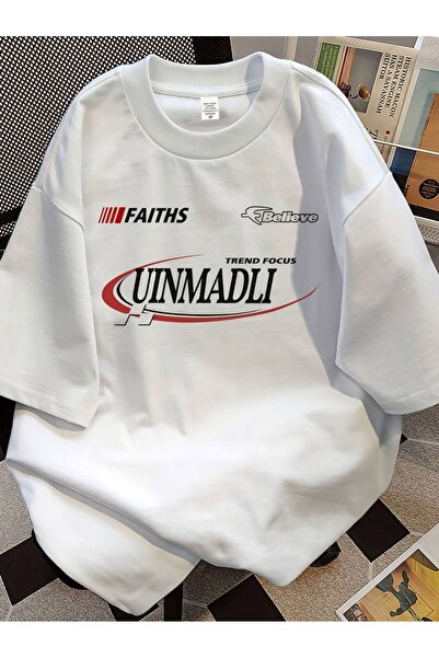 Harajuku Style Tricou alb pentru bărbați, supradimensionat, cu imprimeu text,...