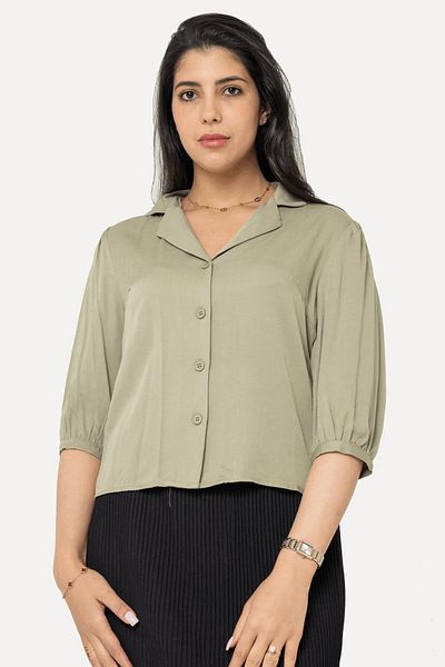 Nichii Women's 3/4 Sleeve Blouse with Front Buttons