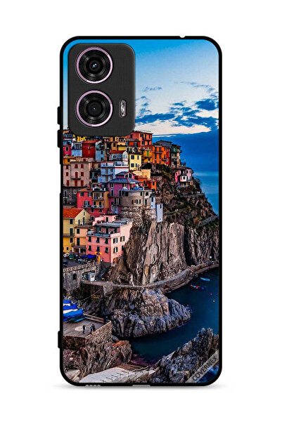 Covernex غطاء حماية لهاتف موتورولا موتو جي 24 4G، منازل ملونة على البحر