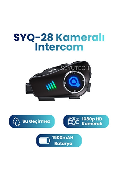 SEYUTECH SYQ-28 Kameralı Bluetoothlu Motosiklet Kask Kulaklık Intercom RGB Işıklı Motorsiklet Interkom