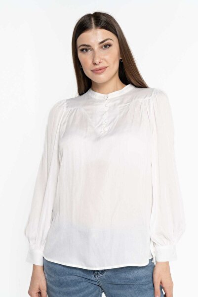 Nichii Women's Long Sleeve Blouse with Buttons at the Chest