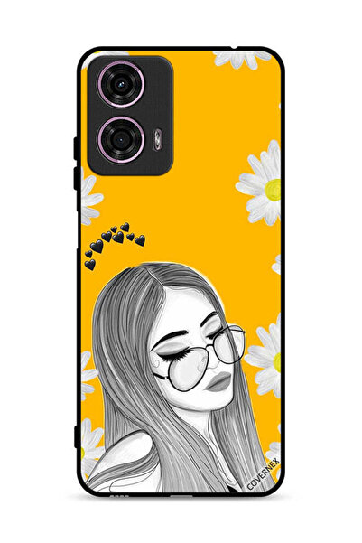 Covernex غطاء حماية لهاتف موتورولا موتو جي 24 4G بنقشة نظارات وفن فتاة