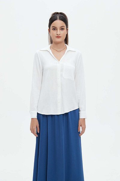 Nichii Solid Long Sleeve Shirt with Chest Pocket