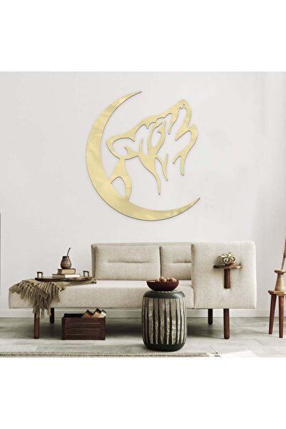 Marktna لوحة اكريلك ذهبي مودرن بنقشة ذئب