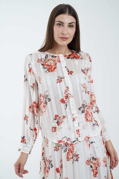 Nichii Floral Long Sleeve Blouse with Front Buttons