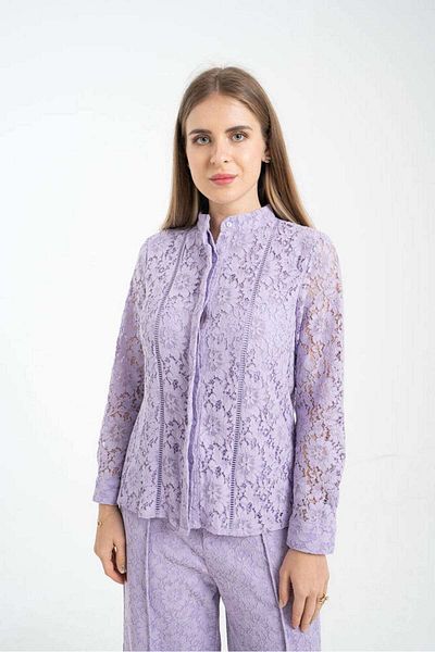 Nichii بلوزة نسائية مزينة بالزهور بأزرار أمامية