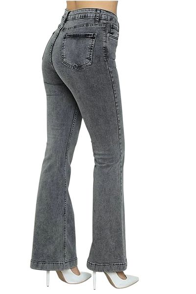 byhaziran butik Apollonia Smoked Spanish Leg High Waist Lycra Women's Jeans