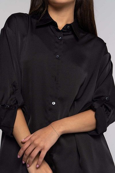Nichii Women's Oversized Solid Button-Up Shirt with Long Sleeves