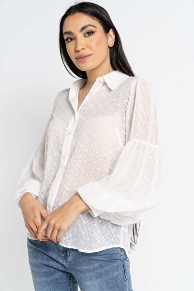 Nichii قميص نسائي مطرز بأكمام طويلة