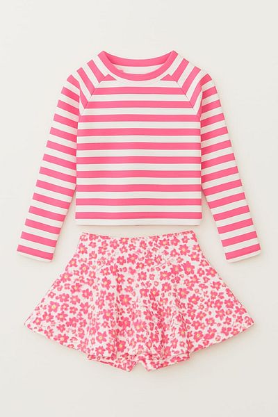 My Kids Wear Girl's Patterned Swimsuit with Skirt Detail 3-10 Years 11919