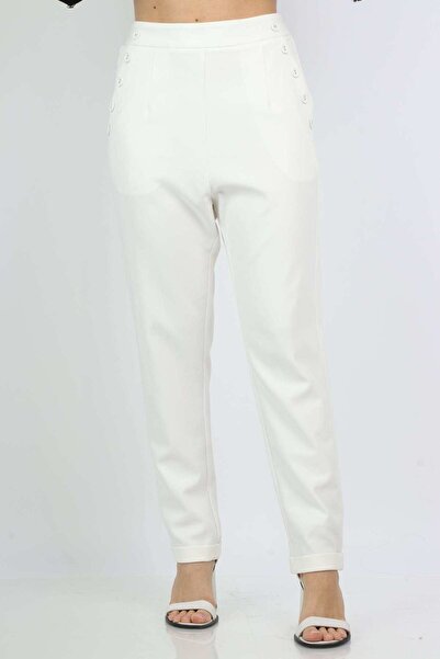 Nichii Women's Long Formal Pants with Side Pockets and Buttons