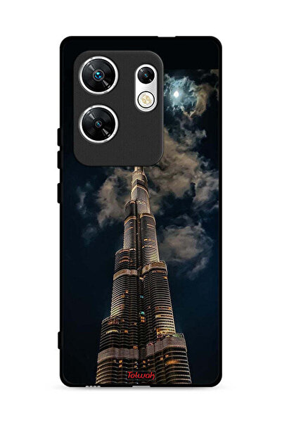 Tolwak غطاء حماية لهاتف إنفينيكس زيرو 30 4G بطبعة برج خليفة في الليل