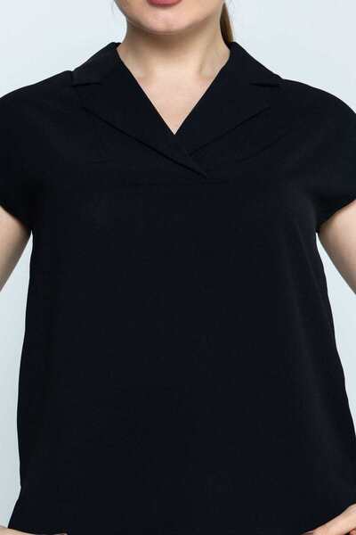 Nichii Solid V-Neck Short Sleeve Blouse