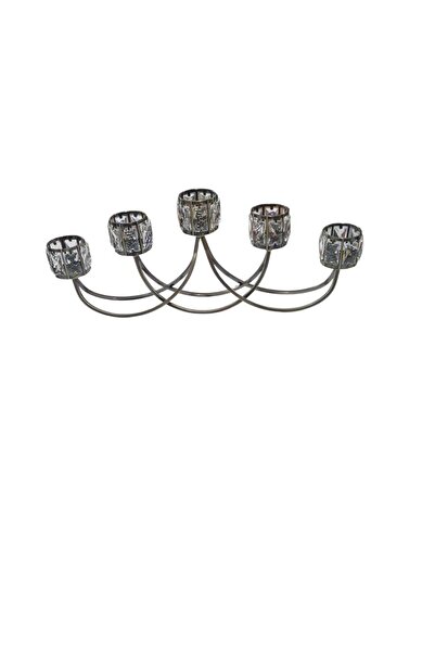 CENGİZ ÇEYİZ Metal Ayaklı 5'li Kristal Şamdan Mumluk 3060