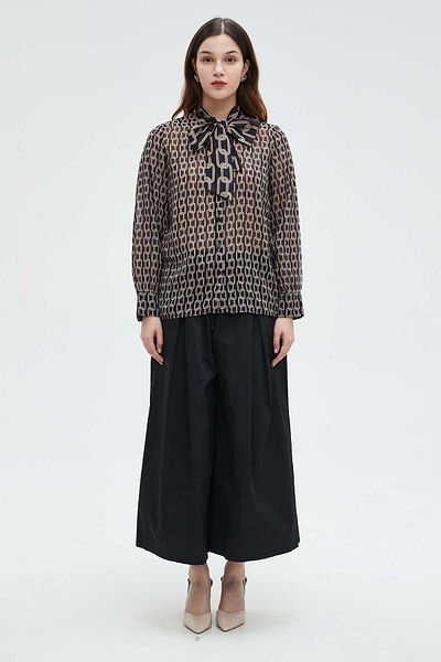 Nichii Women's Long Sleeve Patterned Blouse