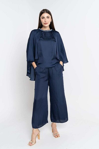 Nichii Wide-Leg Solid Long Trousers