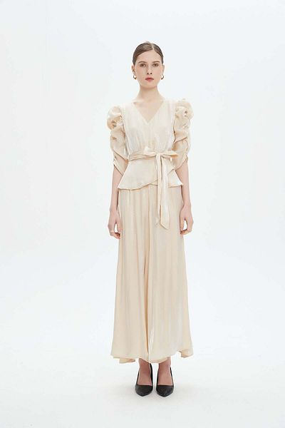 Nichii Short Sleeve Jumpsuit with Waist Tie