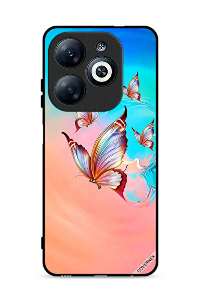 Covernex غطاء حماية لهاتف إنفينيكس سمارت 8 4G، فراشات تحلق فوق لون الطلاء