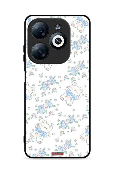 Tolwak غطاء حماية لهاتف إنفينيكس سمارت 8 4G، مزين برسومات دب تيدي لطيف وزهور